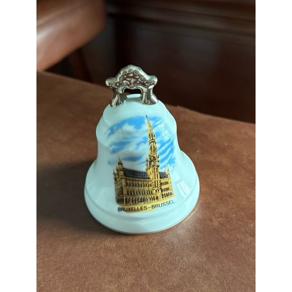 Vintage Brussels Belgium Souvenir Bell – Grand Place Porcelain Bell – Collectibl